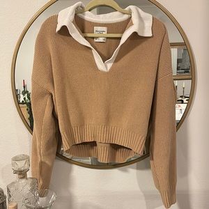 Abercrombie & Fitch A&F Women's Chenille Notch-Neck Polo in Light Brown